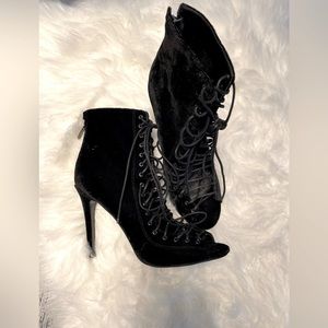 Black Velvet Ankle Boot